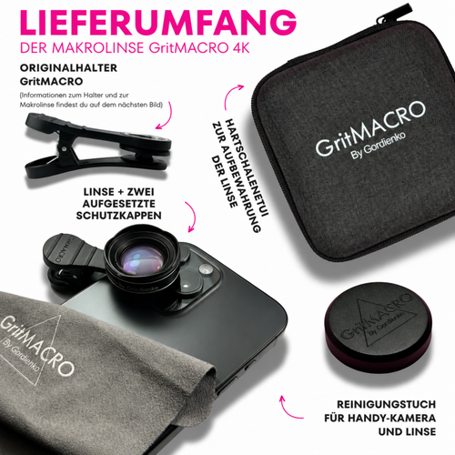 GRITMACRO 4K Makrolinse für Beauty Content und Lash Close-ups