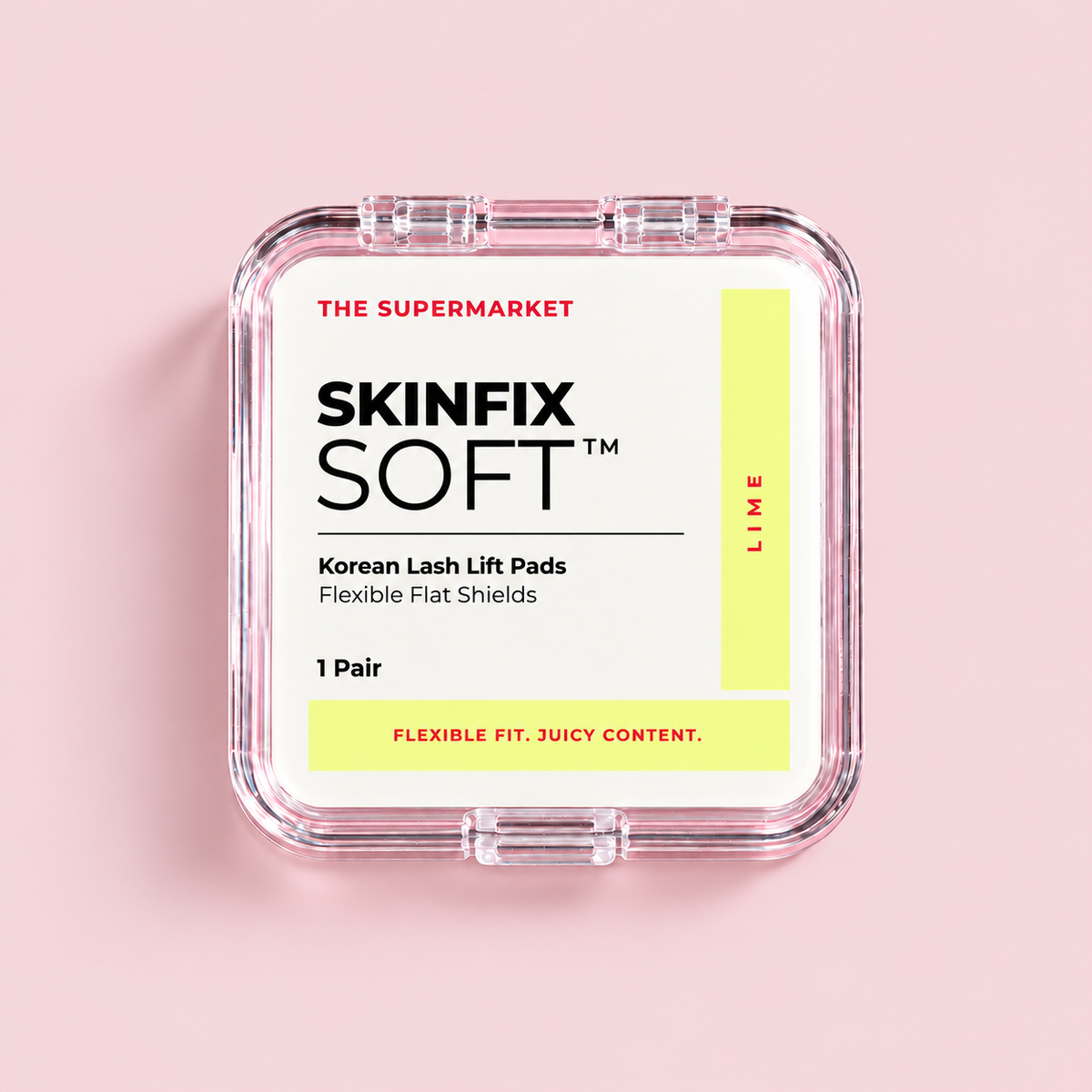SkinFix Soft Korean Lash Lift Pads in Lime – stabiles Flat Shield aus Silikon im Case, geschlossen