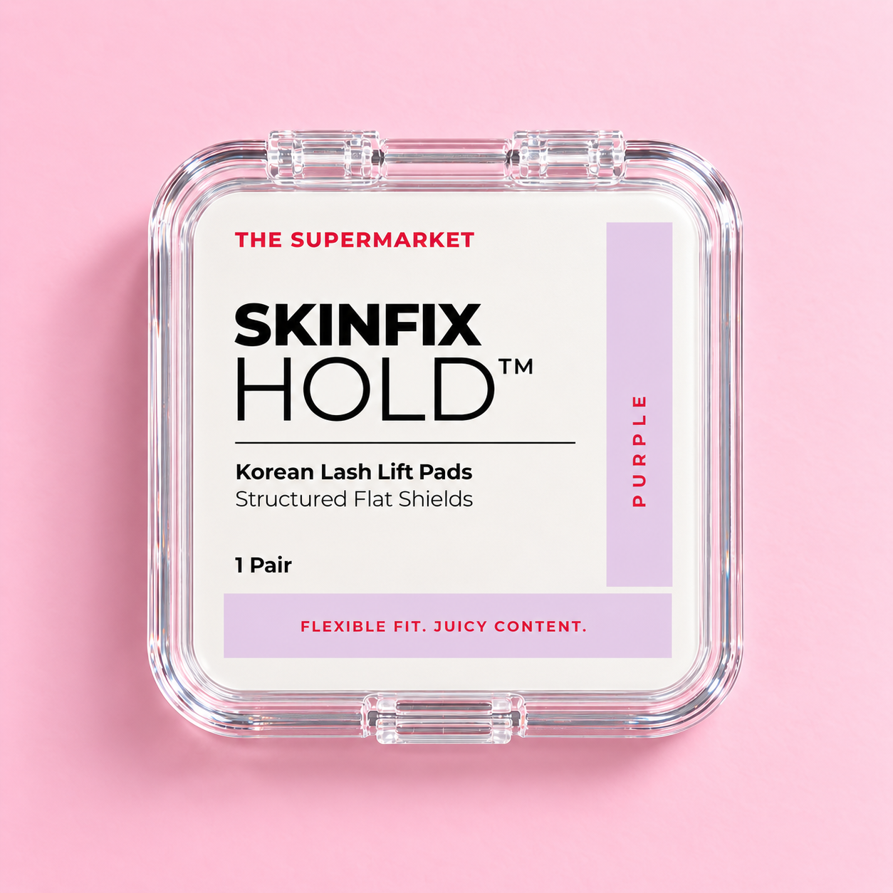 SkinFix Hold Korean Lash Lift Pads in Purple – strukturiertes Flat Shield aus Silikon im Case, geschlossen