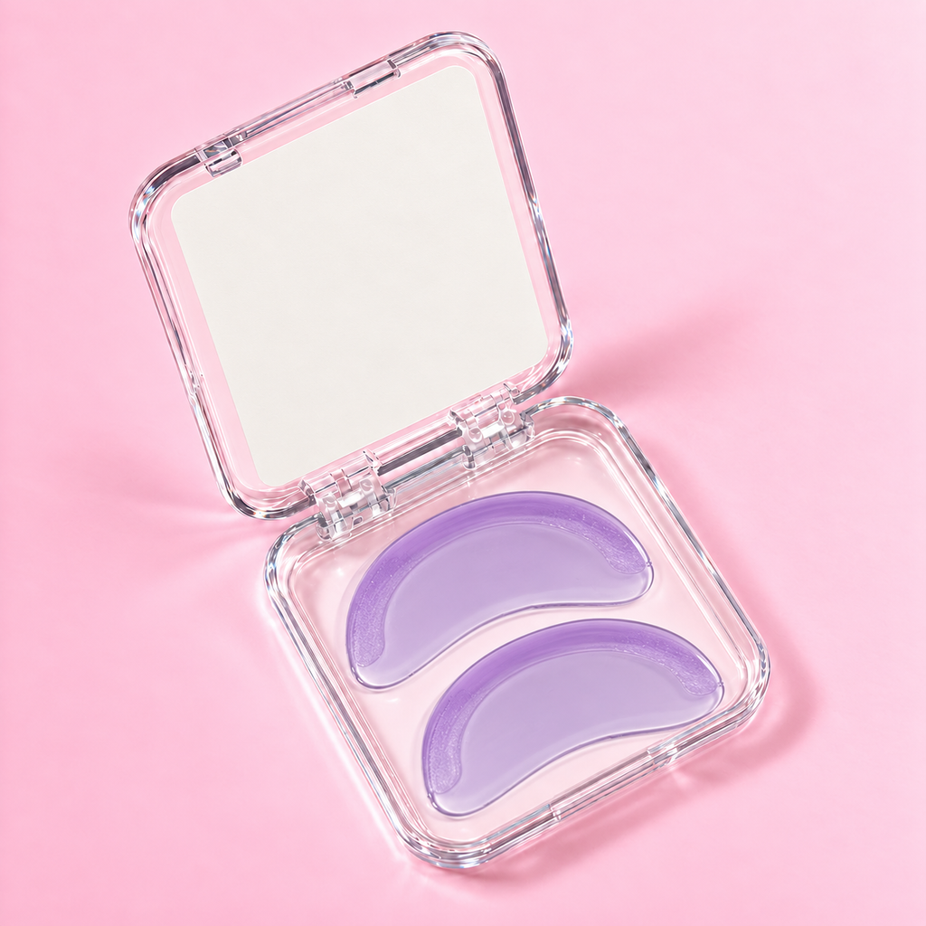 SkinFix Hold Korean Lash Lift Pads in Purple – geöffnetes Case mit Flat Shield Paar für Korean Lash Lift