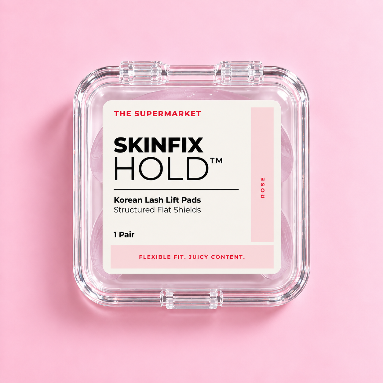 SkinFix Hold Korean Lash Lift Pads in Rose – strukturiertes Flat Shield aus Silikon im Case, geschlossen