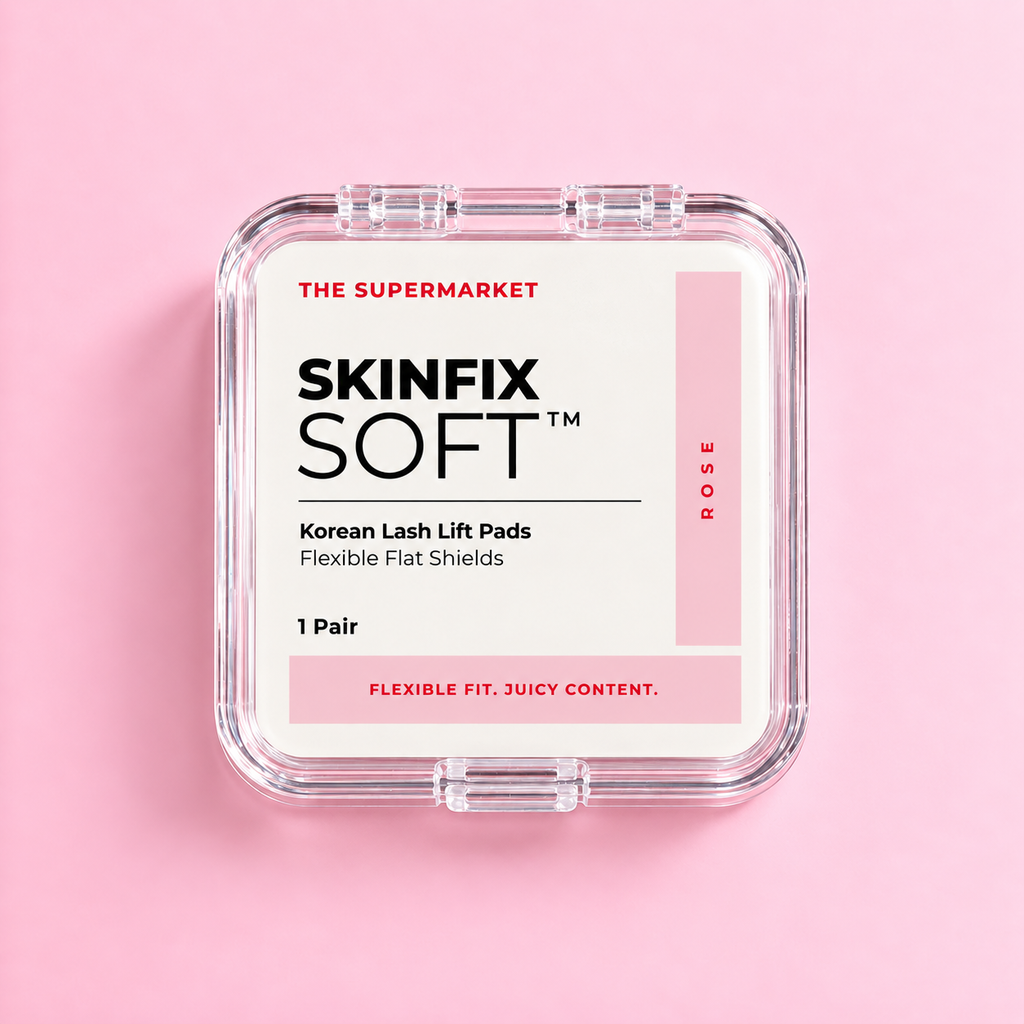 SkinFix Soft Korean Lash Lift Pads in Pink – flexibles Flat Shield aus Silikon im Case, geschlossen