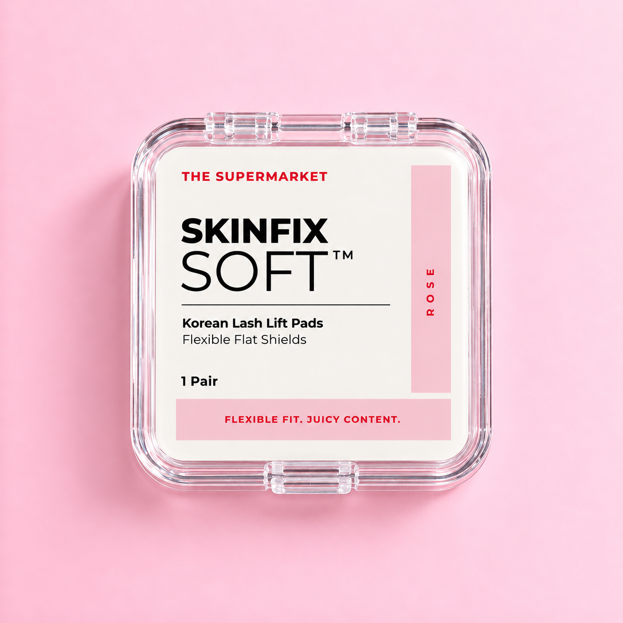 SkinFix Soft Korean Lash Lift Pads in Pink – flexibles Flat Shield aus Silikon im Case, geschlossen