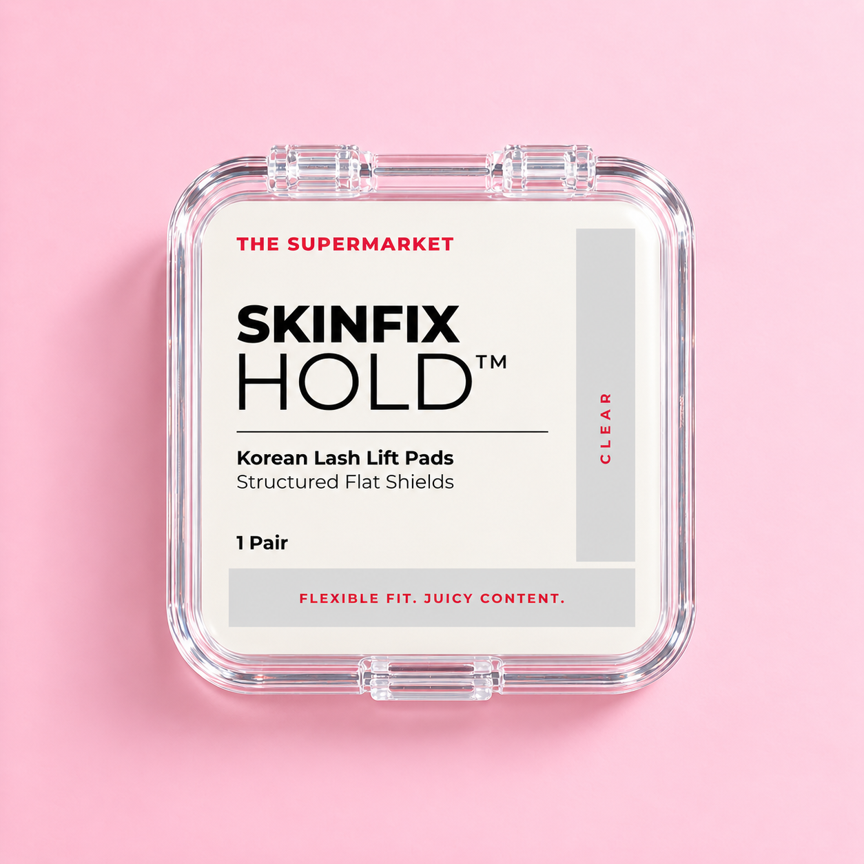 SkinFix Hold Korean Lash Lift Pads in Clear – transparentes Flat Shield aus Silikon im Case, geschlossen