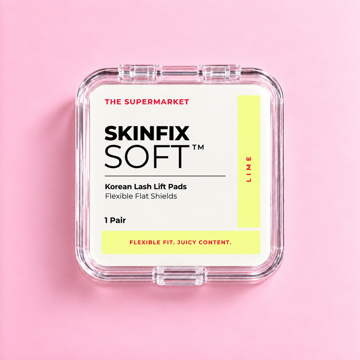 SkinFix Soft Korean Lash Lift Pads in Lime – flexibles Flat Shield aus Silikon im Case, geschlossen