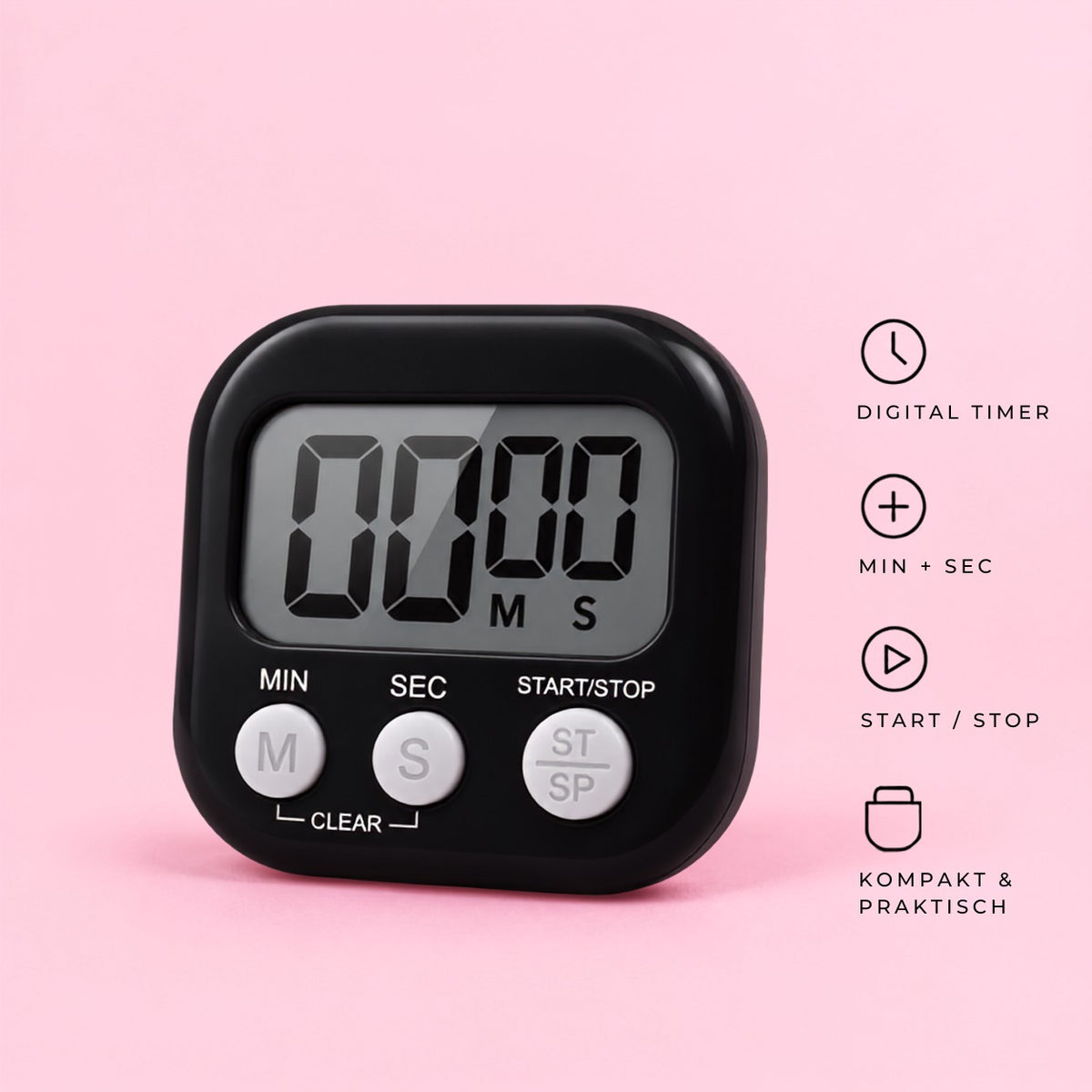 Digital Lash Lift Timer in Black – digitaler Timer mit Minuten- und Sekundenanzeige für Lash und Brow Lift