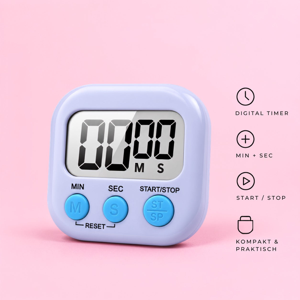 Digital Lash Lift Timer in Lilac – digitaler Timer mit Minuten- und Sekundenanzeige für Lash und Brow Lift