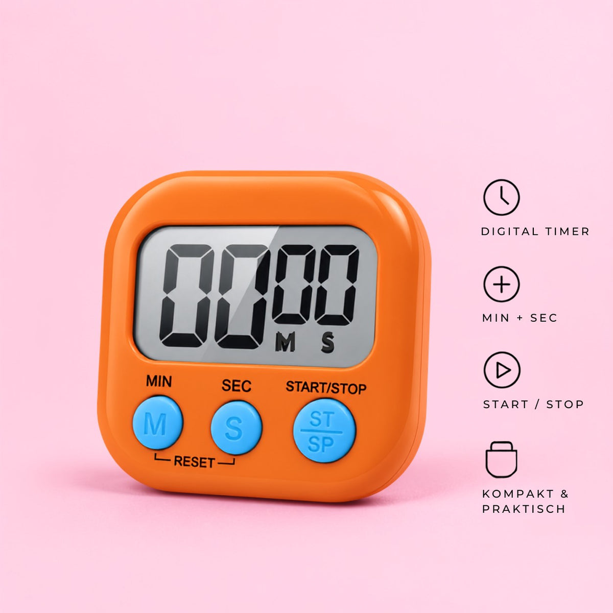 Digital Lash Lift Timer in Orange – digitaler Timer mit Minuten- und Sekundenanzeige für Lash und Brow Lift
